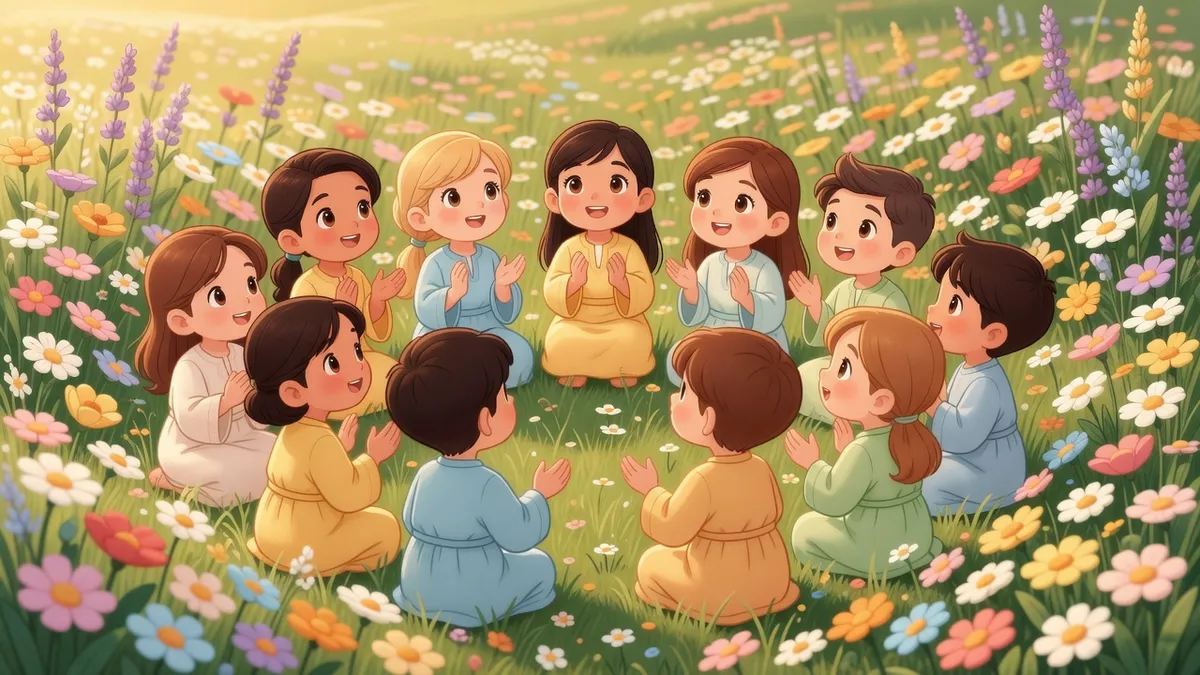 Ilustración infantil del versículo 1 Tesalonicenses 5:18