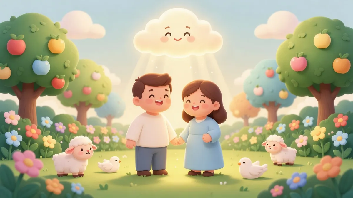 Ilustración infantil del versículo Génesis 1:27