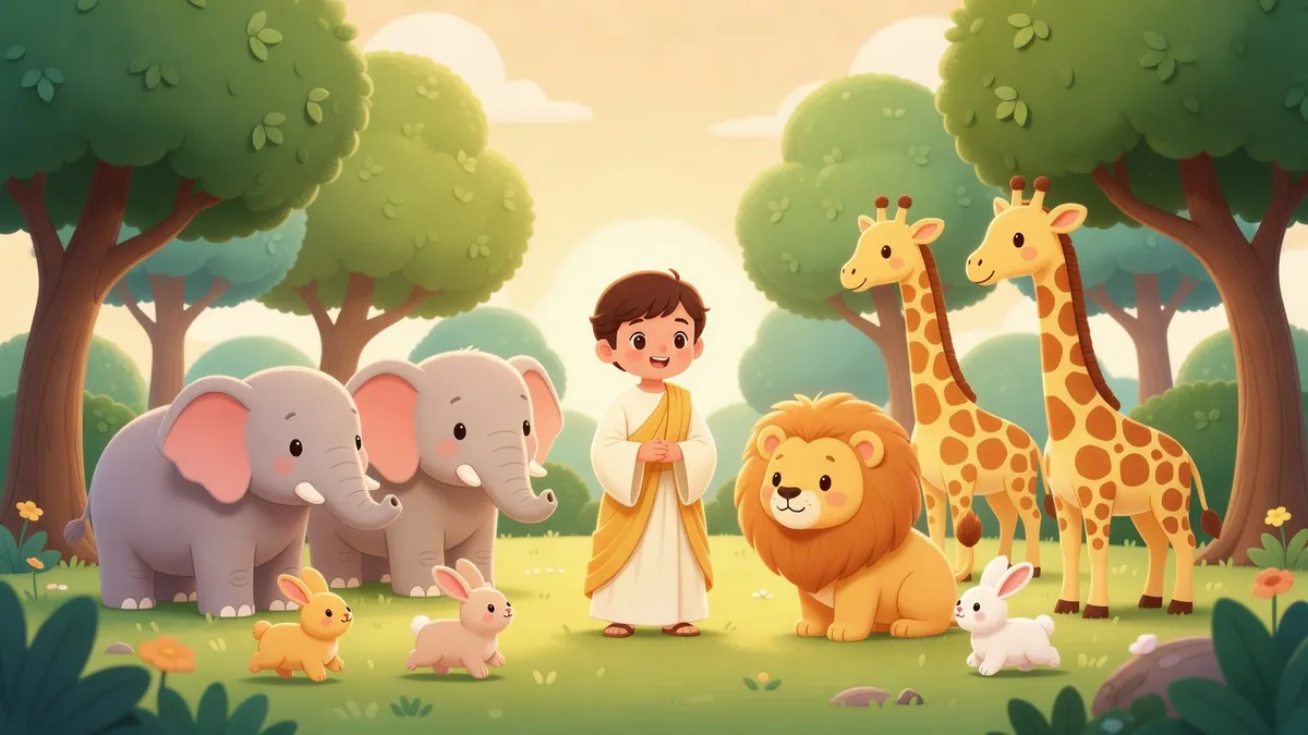 Ilustración infantil del versículo Génesis 1:31