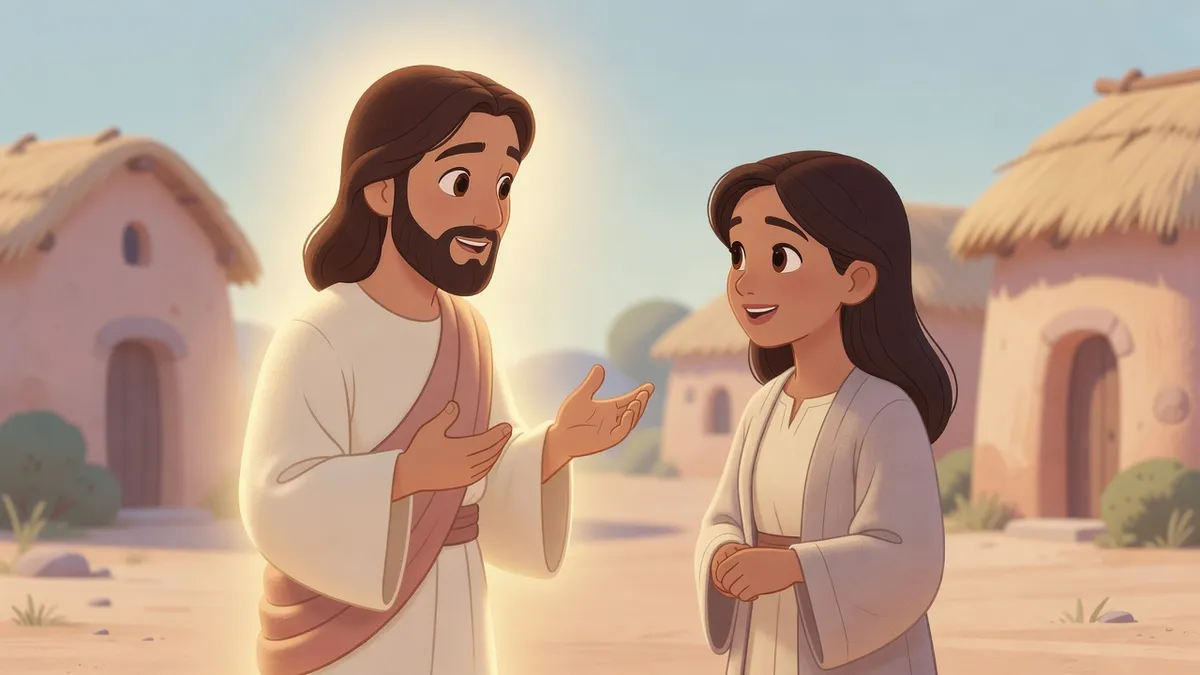 Ilustración infantil del versículo Juan 11:25