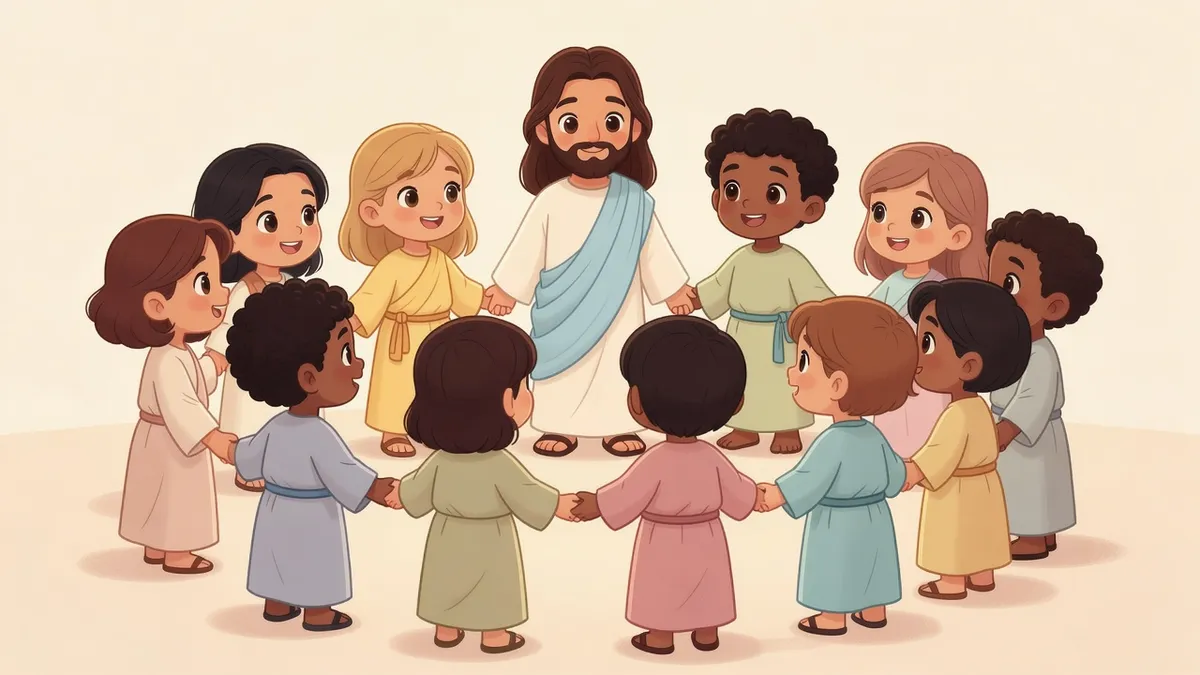 Ilustración infantil del versículo Juan 13:34