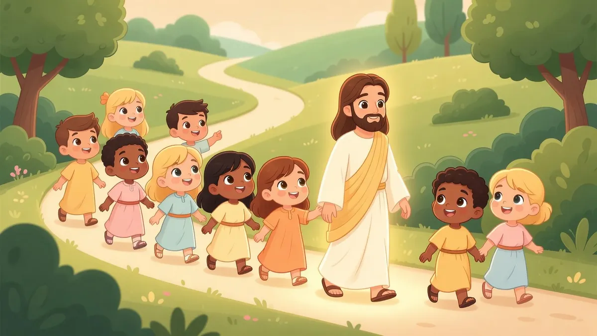 Ilustración infantil del versículo Juan 8:12
