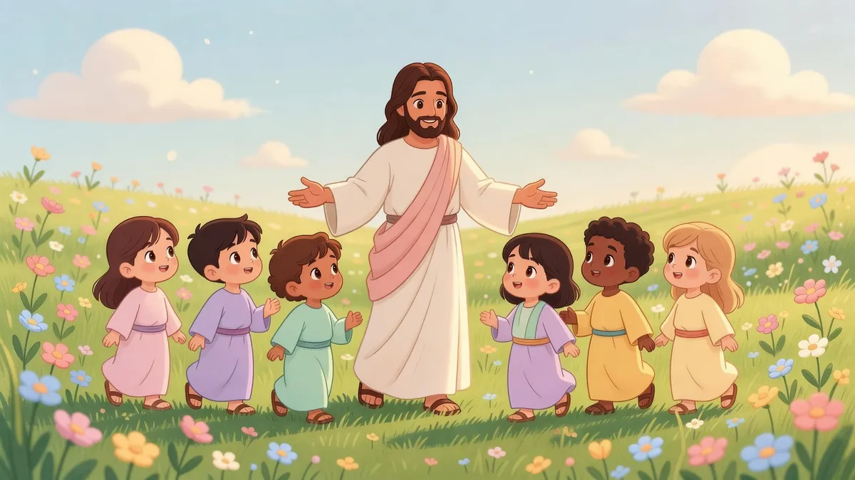 Ilustración infantil del versículo Mateo 11:28