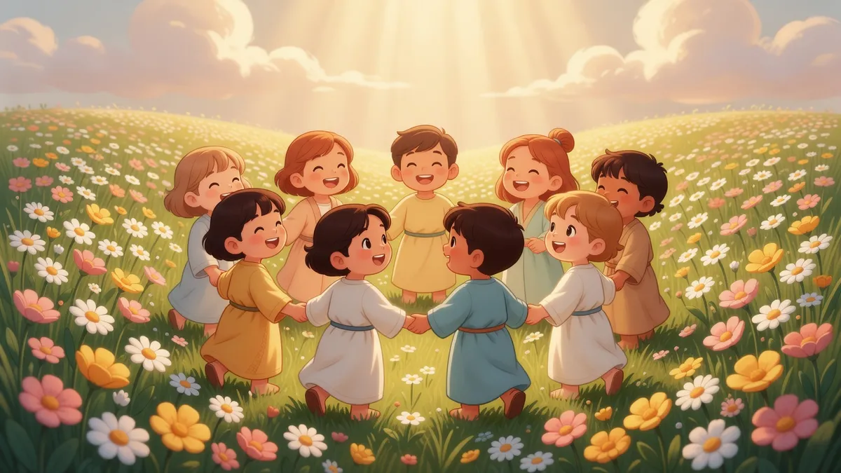 Ilustración infantil del versículo Romanos 8:28