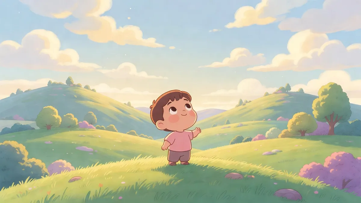 Ilustración infantil del versículo Salmos 121:1