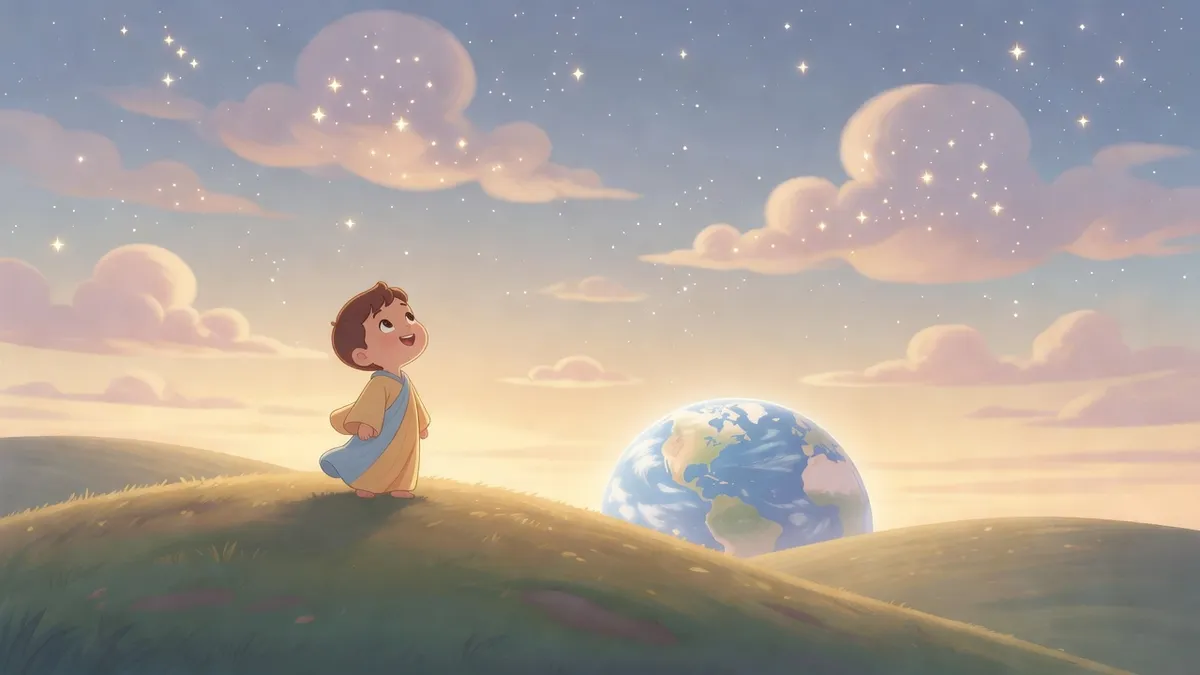 Ilustración infantil del versículo Salmos 121:2