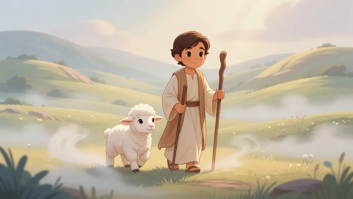 Ilustración infantil del versículo Salmos 23:4