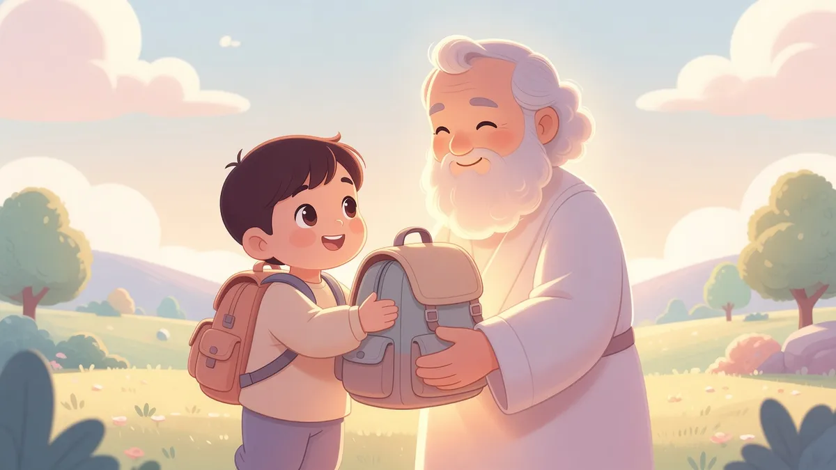 Ilustración infantil del versículo Salmos 55:22