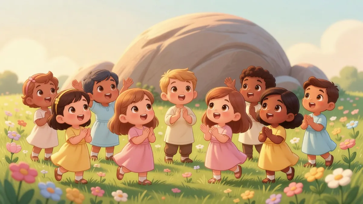 Ilustración infantil del versículo Salmos 95:1